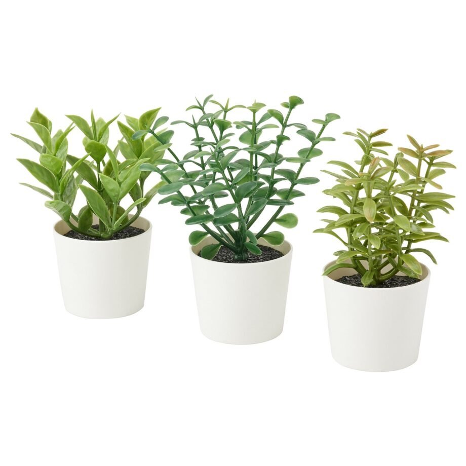 Artifi potted plant w pot, set of 3, in/outdoor herbs, 5 cm