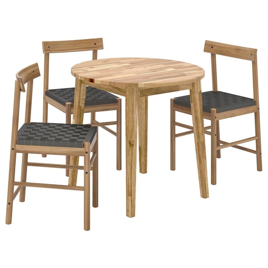 Acacia Trio – Table and 3 chairs, acacia/acacia, 80 cm