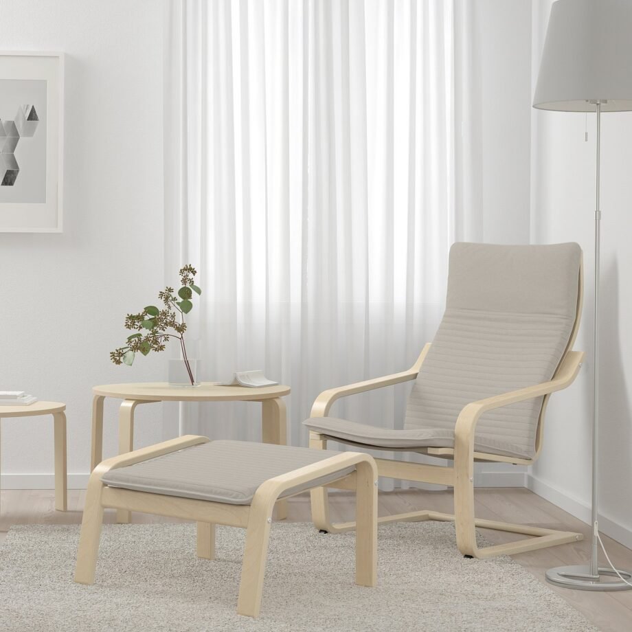 ChairNest 1 – Armchair, birch veneer/Knisa light beige