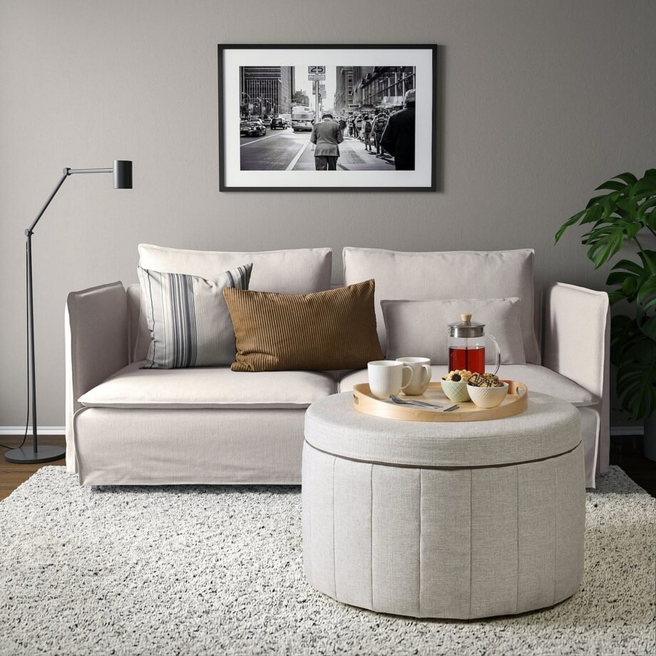 PuffStore 1 – Pouffe, with storage/Kilanda beige